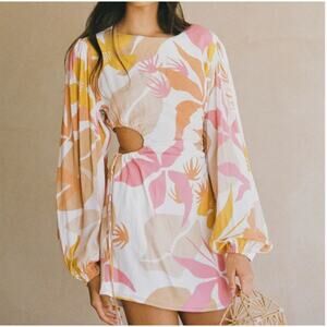 SABO SKIRT Zahlee Dress Size Extra Small Floral Sunset Cutout Crepe Mini NWT